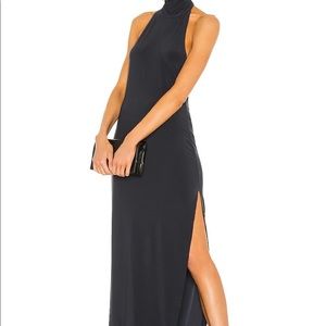 Norma Kamali Turtle Halter Side Slide Maxi Dress
